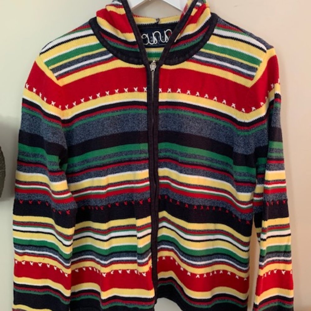 Crazy Horse Vintage Multicolor Striped Zip Sweater